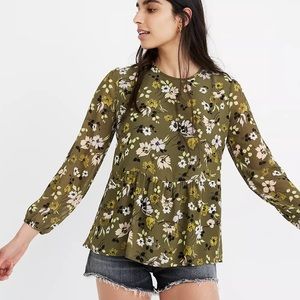 NWT Madewell Georgette Peplum Top in Wildblooms - Size S